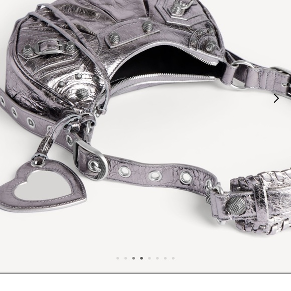 BALENCIAGA WOMEN'S LE CAGOLE SHOULDER BAG XS IN SILVER - AUTHENTIC - Picture 12 of 14